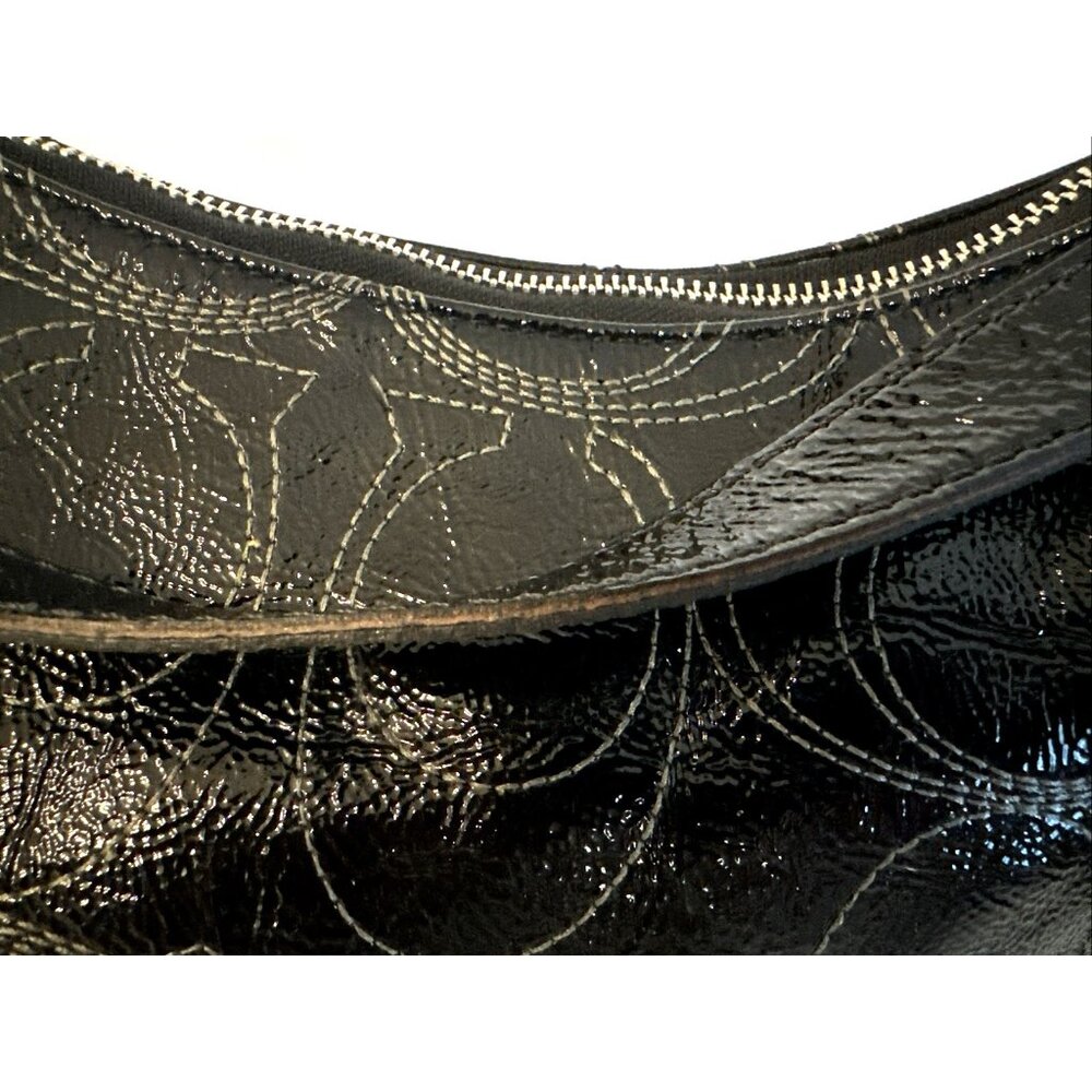 COACH Black Signature Patent Leather Hobo Handbag Purse A1293-F19282 Tag & Charm - Picture 9 of 16